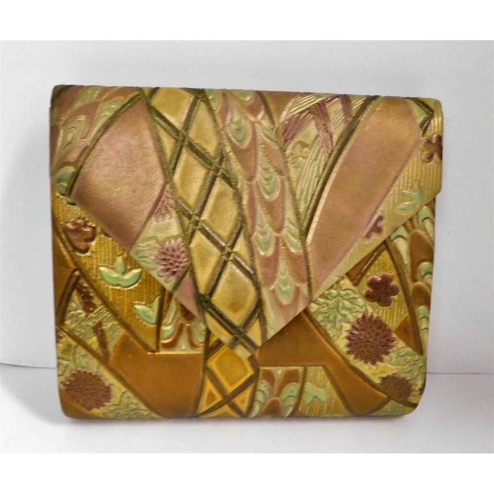 Diane Love‎ Vintage Leather Tooled Leather Envelope Clutch Bag